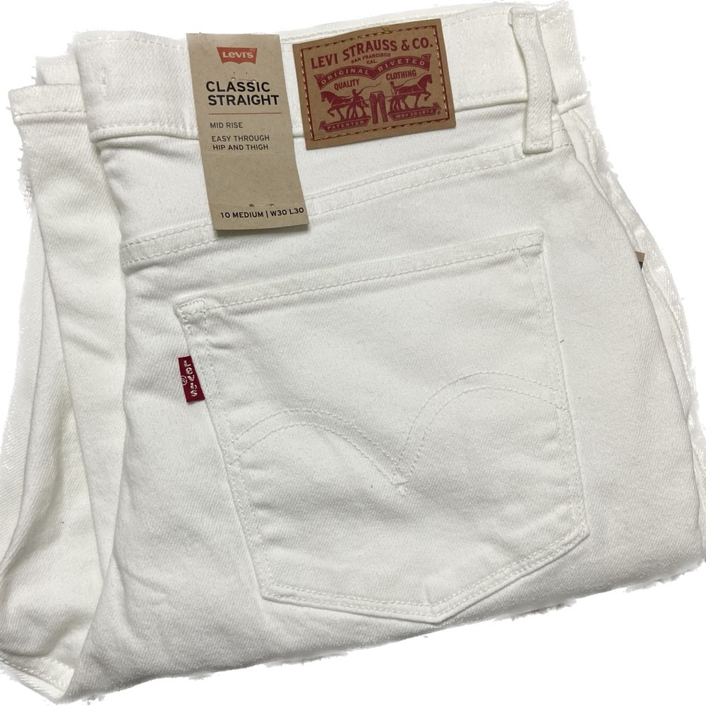 Levi's White Mid Rise Classic Jeans